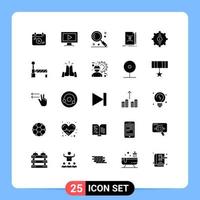Set of 25 Modern UI Icons Symbols Signs for contact mail magnifier text note Editable Vector Design Elements