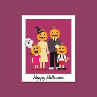 imagen familiar de halloween en marco de fotos polaroid vector