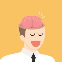 Brain in businessman head vector