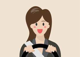 Happy business woman driving a car vector