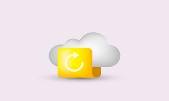 illustration 3d cloud storage icon digital file organization isolated on background vector