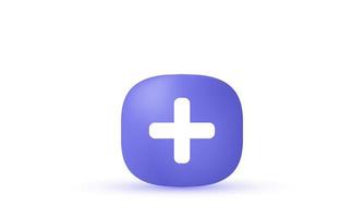 illustration creative 3d add plus medical cross round button realistic isolated on background vector