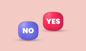 illustration 3d icon yes no speech bubbles web isolated on background vector