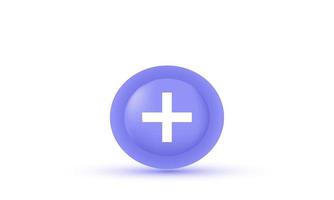 illustration cute 3d add plus medical cross round button realistic isolated on background vector