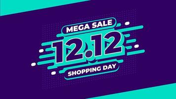 mega sale 12.12 banner de día de compras, diseño de fondo para evento de descuento en diciembre con ilustración de vector de estilo plano