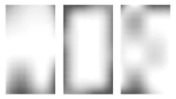 Halftone vector design element, set of halftone black and white color background effect