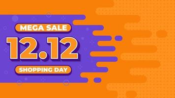 mega sale 12.12 banner de día de compras, diseño de fondo para evento de descuento en diciembre con ilustración de vector de estilo plano