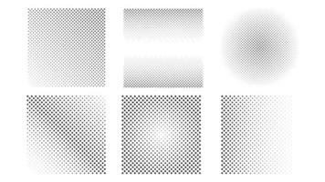 Halftone vector design element, set of halftone black and white color background effect