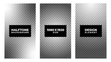 Halftone set vector illustration, black and white halftone effect background template