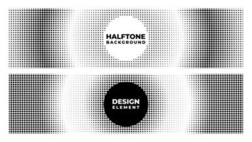 Halftone set vector illustration, black and white halftone effect background template