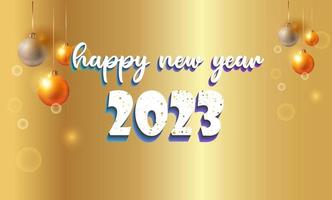 Happy New Year  Celebration 2023 with typography lettering. Vector illustration, text and number