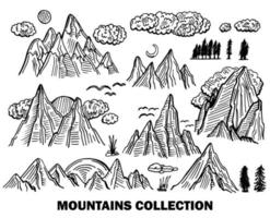 conjunto de montaña aislado sobre fondo blanco. ilustración vectorial eps 10 vector