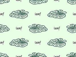 Leaf cartoon character seamless pattern on green background vector