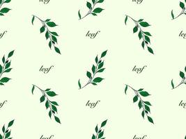 Leaf cartoon character seamless pattern on green background vector