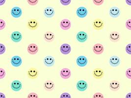 Smile cartoon character seamless pattern on yellow background vector