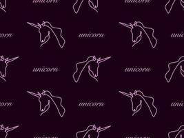 Unicorn cartoon character seamless pattern on purple background vector