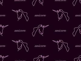 Unicorn cartoon character seamless pattern on purple background vector