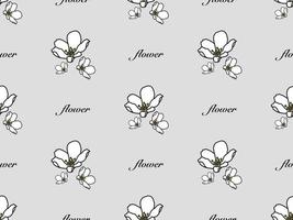 Flower cartoon character seamless pattern on gray background vector