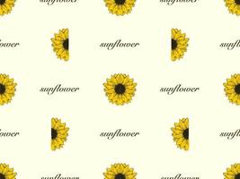 Sunflower cartoon character seamless pattern on yellow background vector