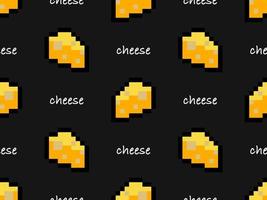 Cheese cartoon character seamless pattern on black background vector