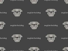 Bulldog cartoon character seamless pattern on gray background vector