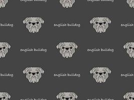 Bulldog cartoon character seamless pattern on gray background vector