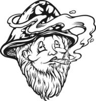 Smoking Mushrooms Mascot outline vector