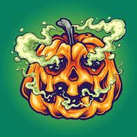 Smoke bomb pumpkin halloween illustration vector