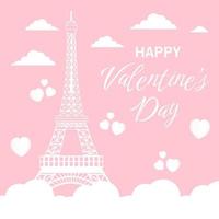 eiffel tower happy valentines day paper cut style background template design for social media post vector