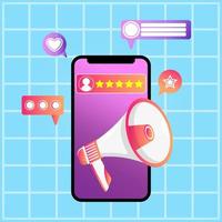 flat design phone and loudspeaker for job vacancy vector illustration background design