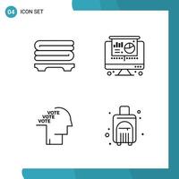 Vector Pack of 4 Outline Symbols Line Style Icon Set on White Background for Web and Mobile