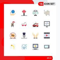 Pack of 16 Modern Flat Colors Signs and Symbols for Web Print Media such as communication cable toy audio father Editable Pack of Creative Vector Design Elements