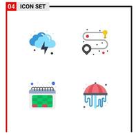 Modern Set of 4 Flat Icons Pictograph of cloud time weather route park Editable Vector Design Elements