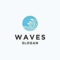 diseño de logotipo con forma simple y moderna de onda de agua de mar en un círculo vector