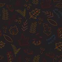 Vector hand drawn pattern with autumn elements on the dark gray background. Chalkboard imitation. Vector illustration