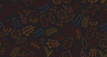 Vector hand drawn pattern with autumn elements on the dark gray background. Chalkboard imitation. Vector illustration