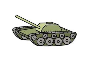 Tank with cannon doodle icon. Vector illustration of military equipment. Isolate on white.