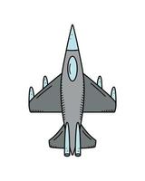 Military fighter plane, vector doodle icon. Vector illustration of war aviation equipment. Isolate on white.