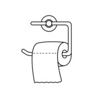 Toilet paper roll hanging on a holder on wall. Vector illustration of the bathroom element