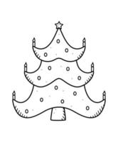 el árbol de navidad está decorado tradicionalmente con juguetes y guirnaldas. símbolo de ilustración vectorial de navidad y año nuevo. vector