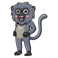 Cute dusky leaf monkey cartoon standing vector