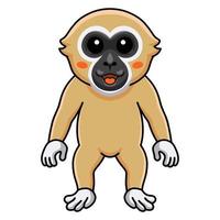 Cute white handed gibbon monkey cartoon standing vector