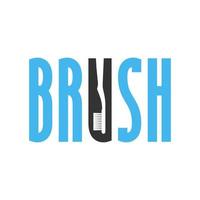 Ilustración de vector de diseño de logotipo de tipografía de letras de cepillo de dientes