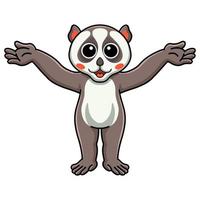 dibujos animados lindo pequeño loris levantando las manos vector