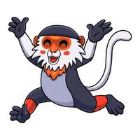 Cute red shanked douc monkey cartoon running vector