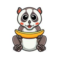 Cute little loris cartoon holding a banana vector