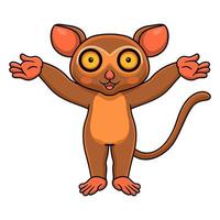 Cute little tarsier cartoon raising hands vector