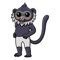 Cute delacour's langur cartoon standing vector