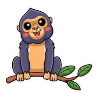 Cute little king kong cartoon on tree branch vector