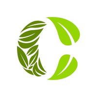 combination of letter C and eco friendly green leaf logo vector elements